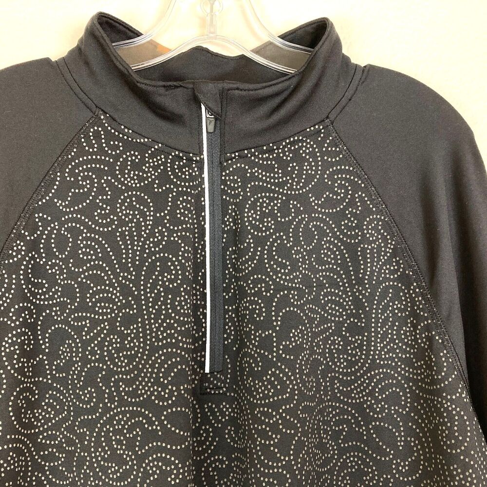 Old Navy Active Women's 1/4 Zip Pullover Top Size XXL Black Stretch Thumbholes - Picture 2 of 6